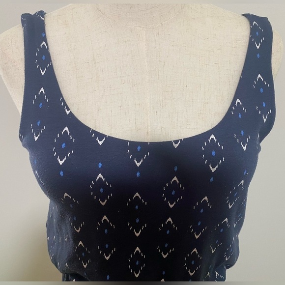 Boho BLUE & WHITE BLOUSON SCOOP NECK SLEEVELESS MAXI DRESS BY SONOMA SZ XS EUC - Picture 4 of 9